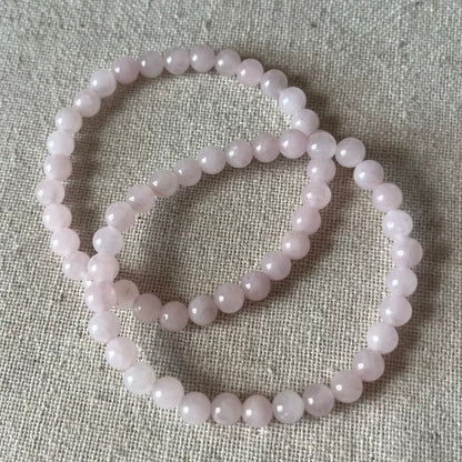 Rose Quartz 6mm Beaded Bracelet - Love