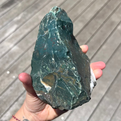 Bloodstone XL Base Cut Crystal - Vitality, Courage, Strength