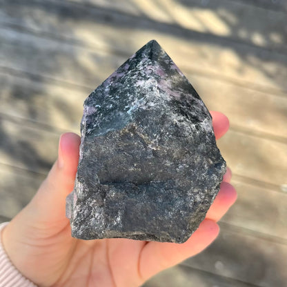 Black Vein Rhodonite Raw Point Crystal - Compassion, Love