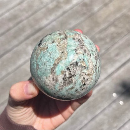 Amazonite Large Sphere Crystal - Calming, Balance, Empowering