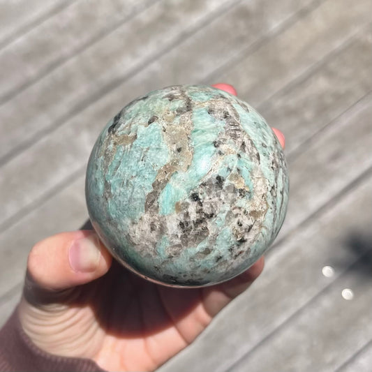 Amazonite Large Sphere Crystal - Calming, Balance, Empowering
