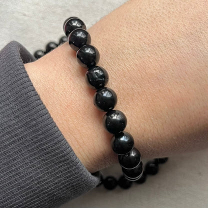 Black Jet 8mm Beaded Bracelet - Safety