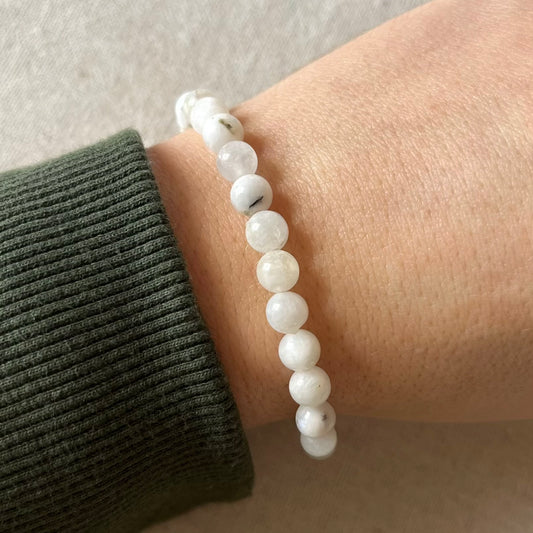 Moonstone 6mm Beaded Bracelet - Intuition