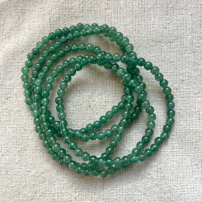 Green Aventurine 4mm Beaded Bracelet - Prosperity