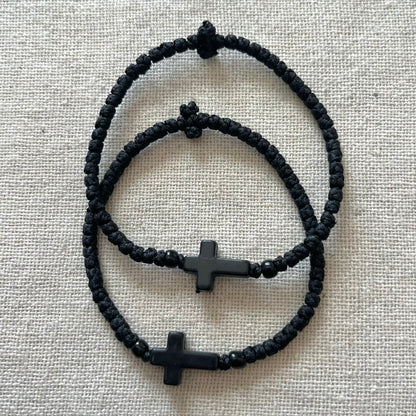 Komboskini Black Cross Bracelet - Black