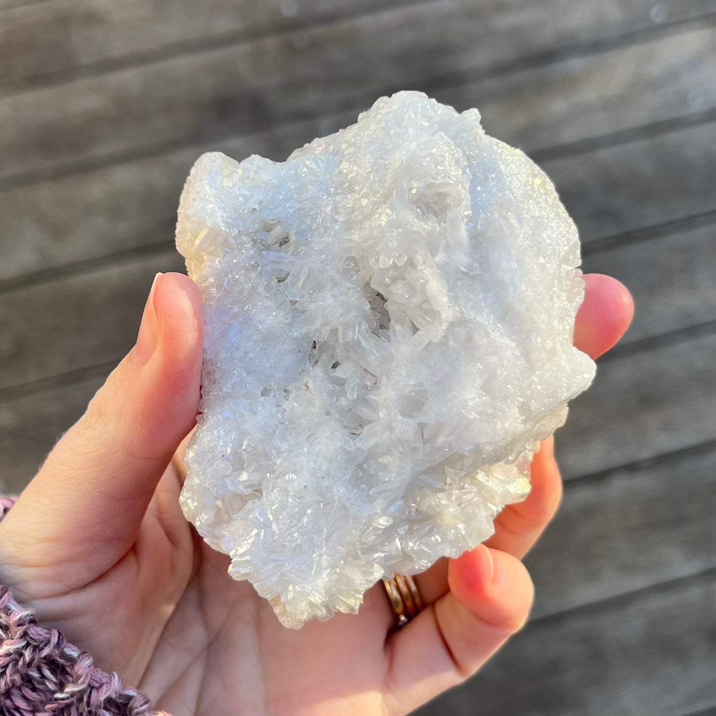 Angel Aura Quartz Medium Cluster Crystal - Joy, High-Vibe