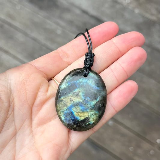 Labradorite Oval Large Pendant - ONE OF A KIND