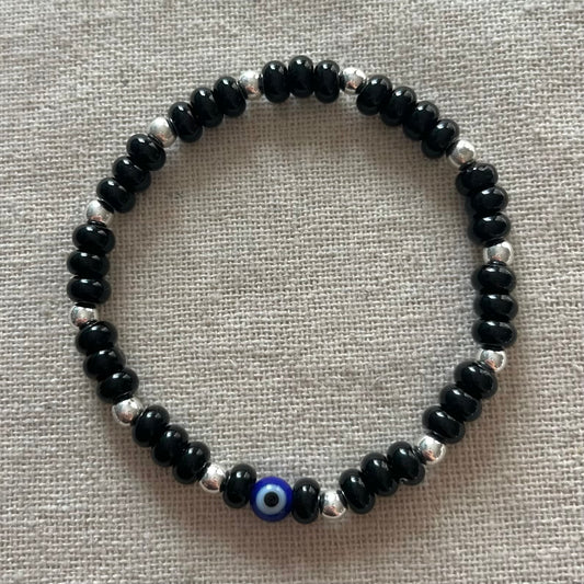 Divine Strength Evil Eye Bracelet - Onyx & Hematite