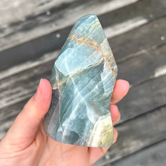 Blue Onyx Medium Flame Crystal - Calm, Peace, Grounding