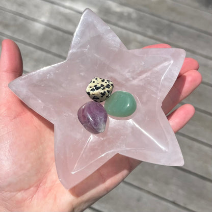 Rose Quartz Large Star Crystal Dish - Unconditional Love, Emotional Healing