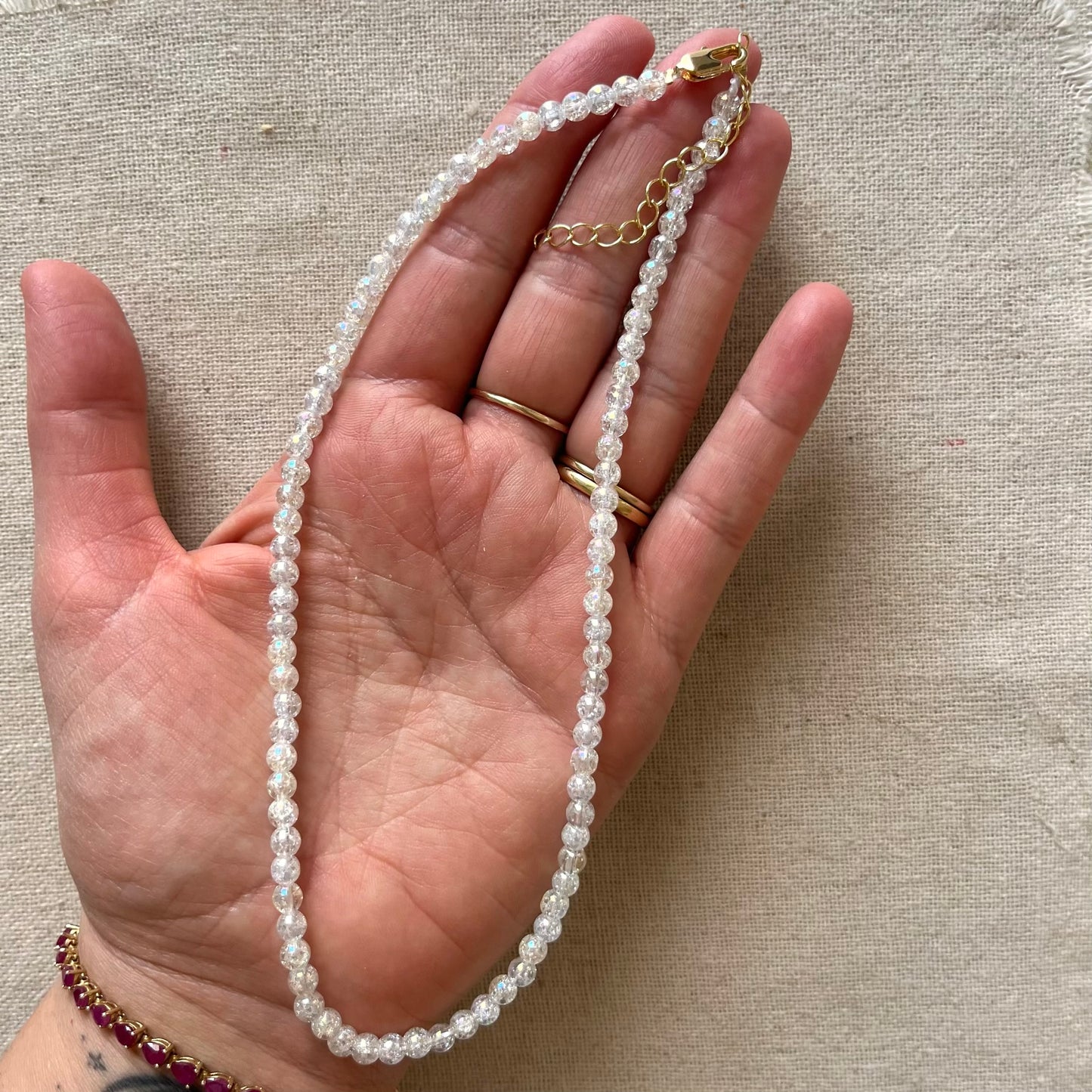 Angel Aura Quartz 4mm Beaded Necklace - Radiance