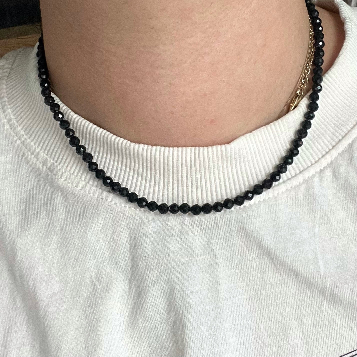 Black Tourmaline 4mm Facet Beaded Necklace - Purification