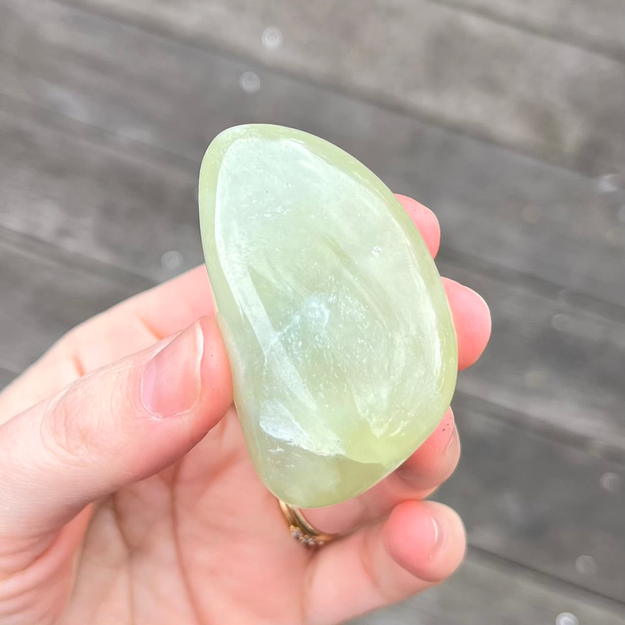 Prehnite Palm Stone Crystal - Protection, Emotional Healing