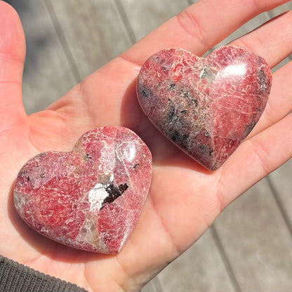 Rhodonite Small Heart Crystal - Compassion, Balance, Love