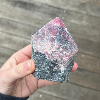 Black Vein Rhodonite Raw Point Crystal - Compassion, Love