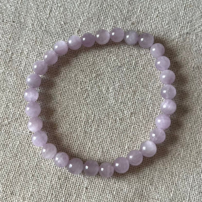 Kunzite 6mm Beaded Bracelet - Emotional Healing
