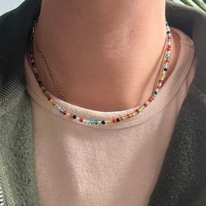 Coloured Agate 3mm Beaded Necklace - Creativity
