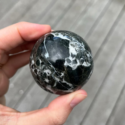 Black Onyx Small Crystal Sphere - Protection, Grounding, Strength