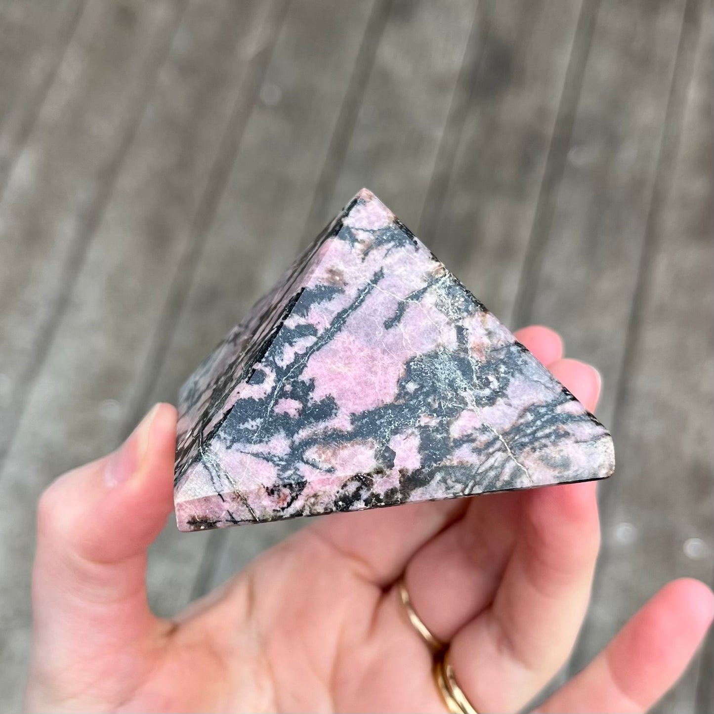 Rhodonite Medium Pyramid Crystal - Compassion, Love