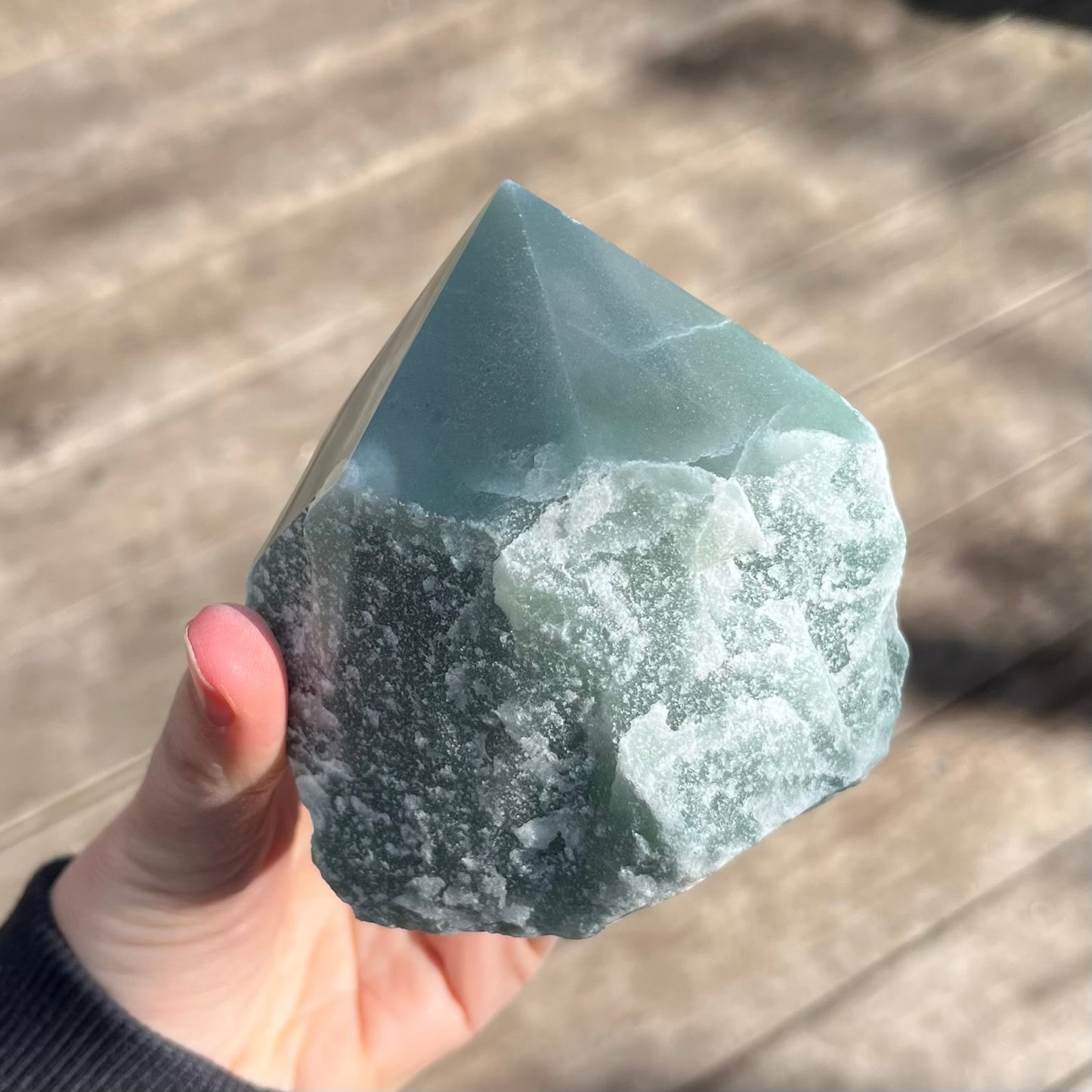 Green Aventurine Large Raw Point Crystal - Prosperity, Growth
