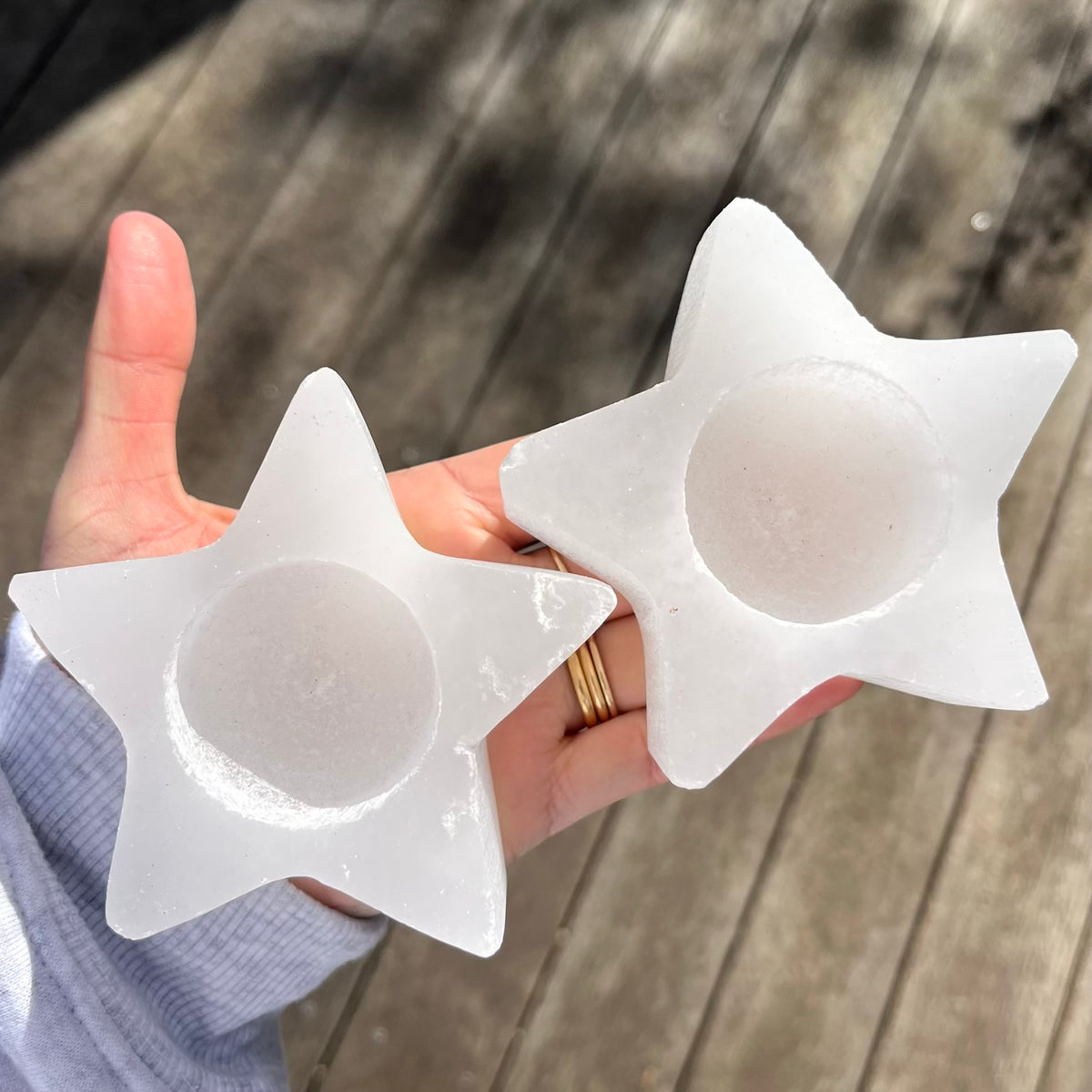 Selenite Star Tea-light Holder - High-Vibe, Cleansing