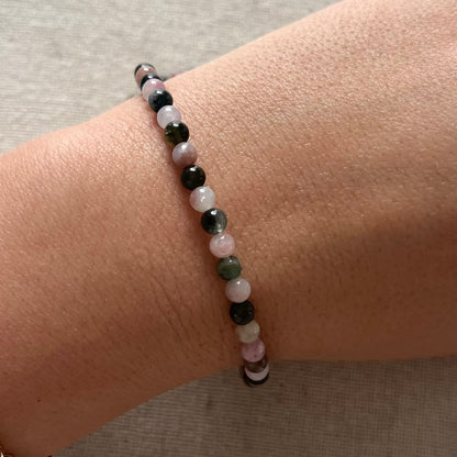 Rainbow Tourmaline 4mm Beaded Bracelet - Balance