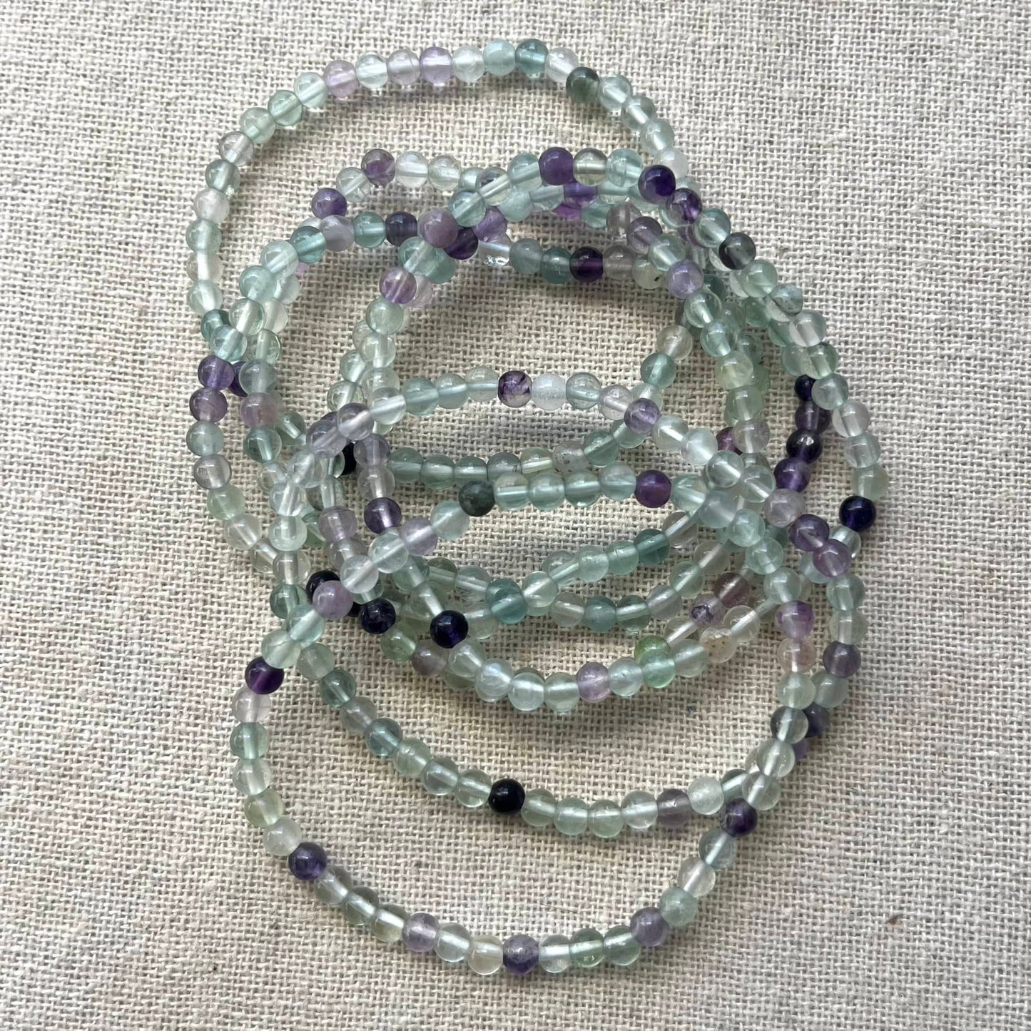 Rainbow Fluorite 4mm Beaded Bracelet - Clarity