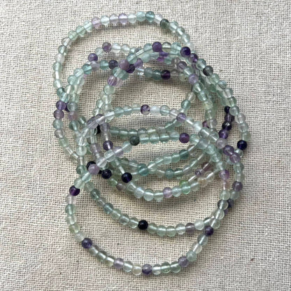 Rainbow Fluorite 4mm Beaded Bracelet - Clarity