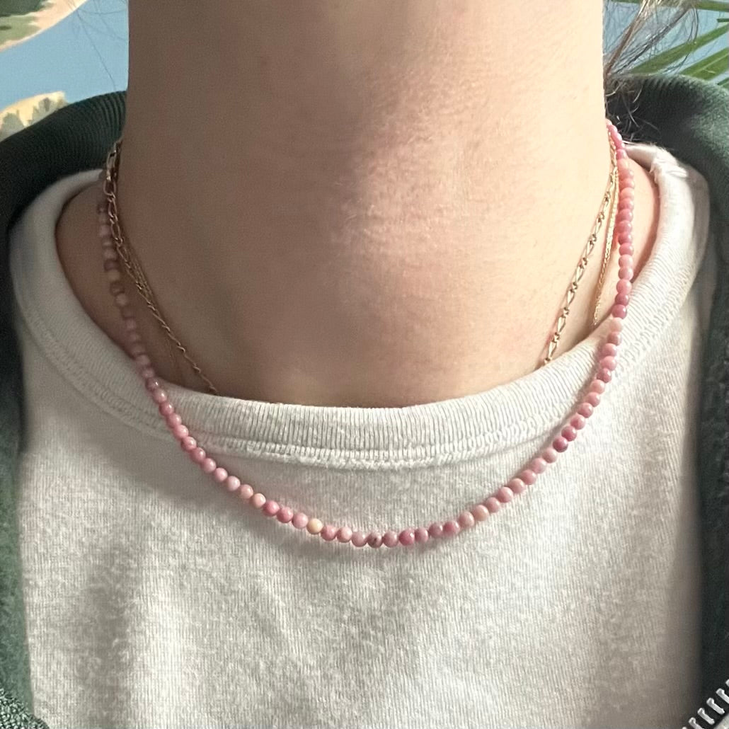 Rhodonite 3mm Beaded Necklace - Compassion