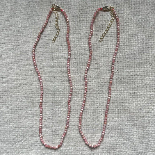 Rhodochrosite 3mm Facet Beaded Necklace - Compassion