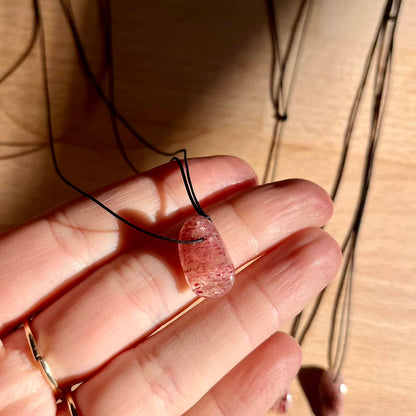 Mini Treasure Pendant - Strawberry Quartz
