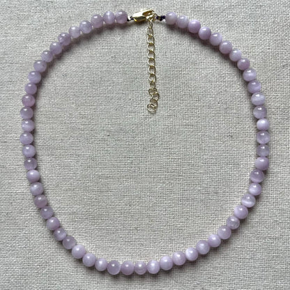 Kunzite 6mm Beaded Necklace - Emotional Healing