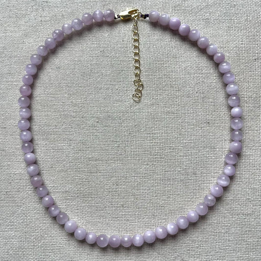 Kunzite 6mm Beaded Necklace - Emotional Healing