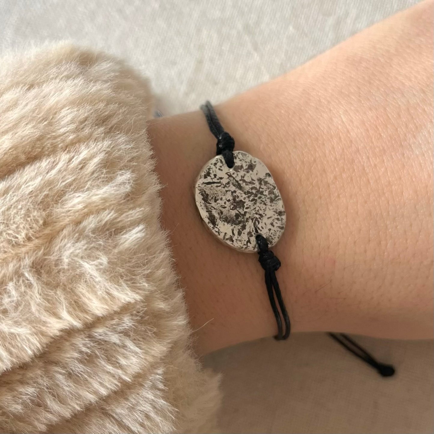 Pure Silver Oval Cord Bracelet #2 - Energetic Balance