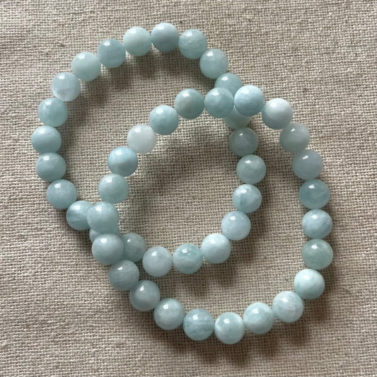 Aquamarine 8mm Beaded Bracelet - Calm