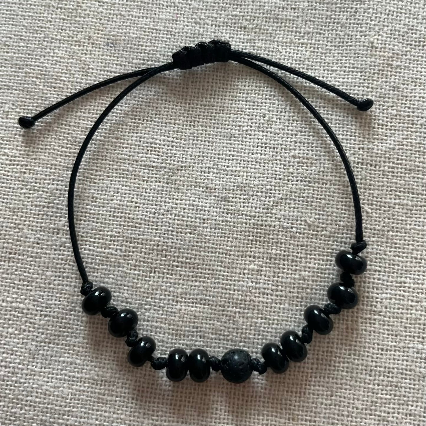 Grounding Cord Bracelet - Onyx & Lava Stone