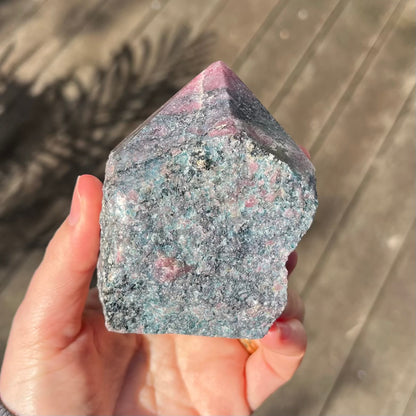 Black Vein Rhodonite Raw Point Crystal - Compassion, Love