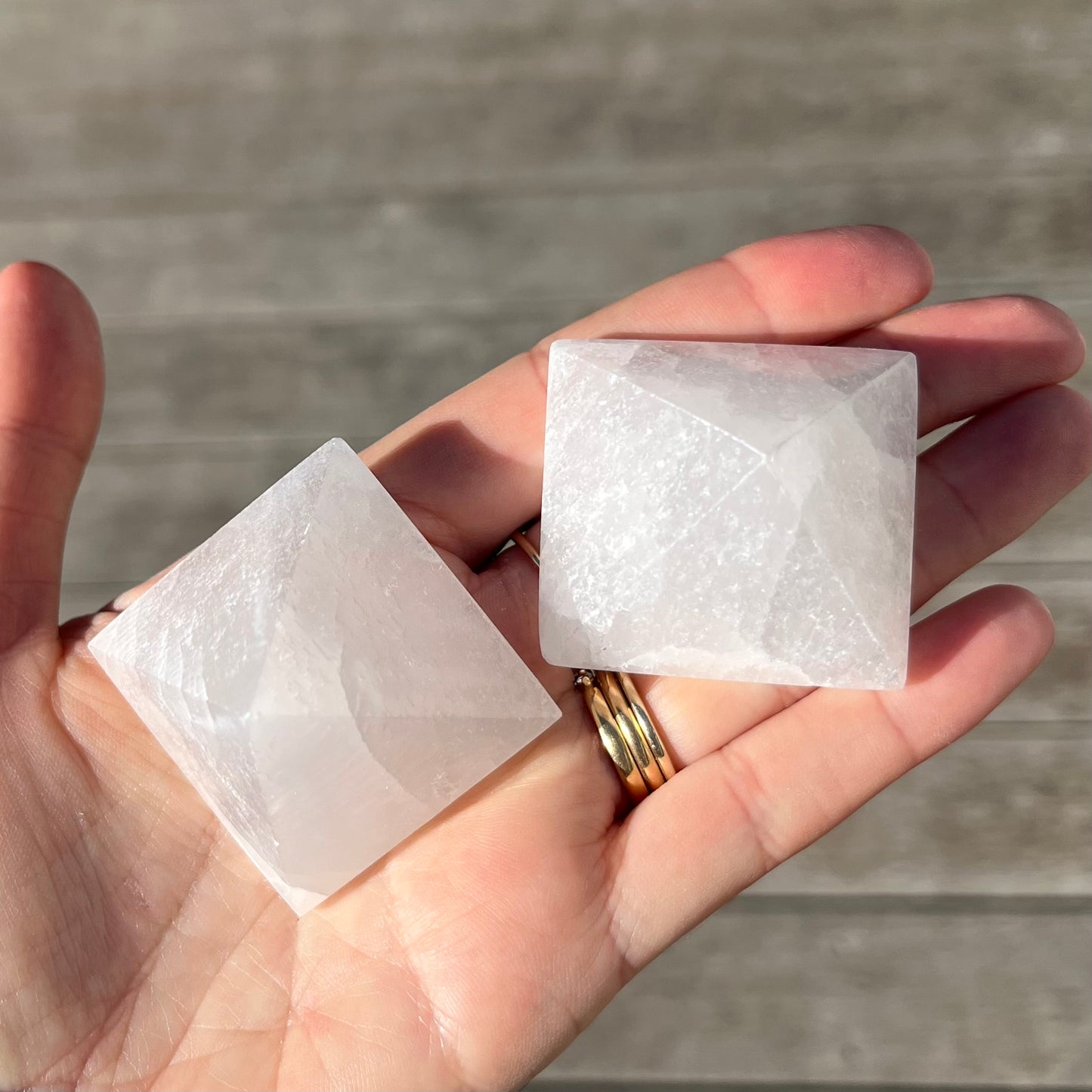Selenite Small Pyramid Crystal - High Vibe, Protection, Spiritual Connection