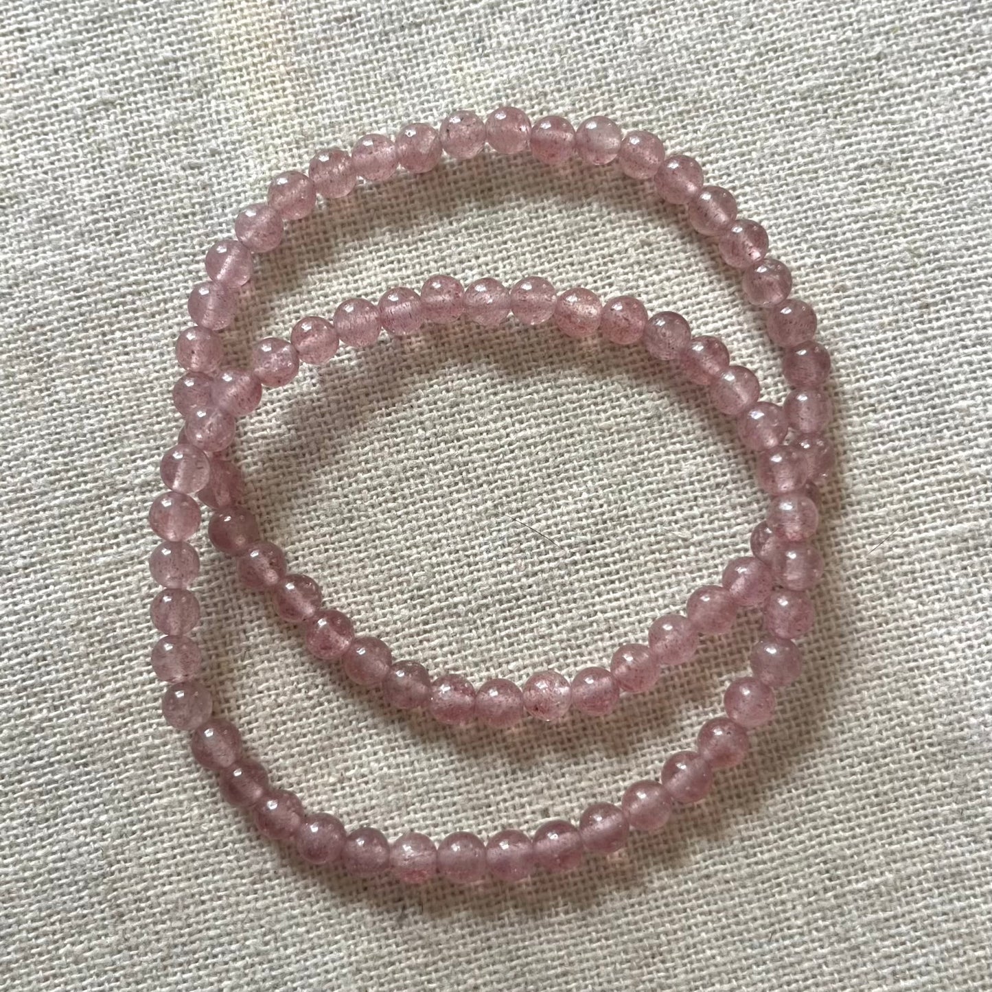 Strawberry Quartz 4mm Beaded Bracelet - Joy