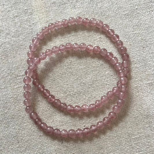 Strawberry Quartz 4mm Beaded Bracelet - Joy