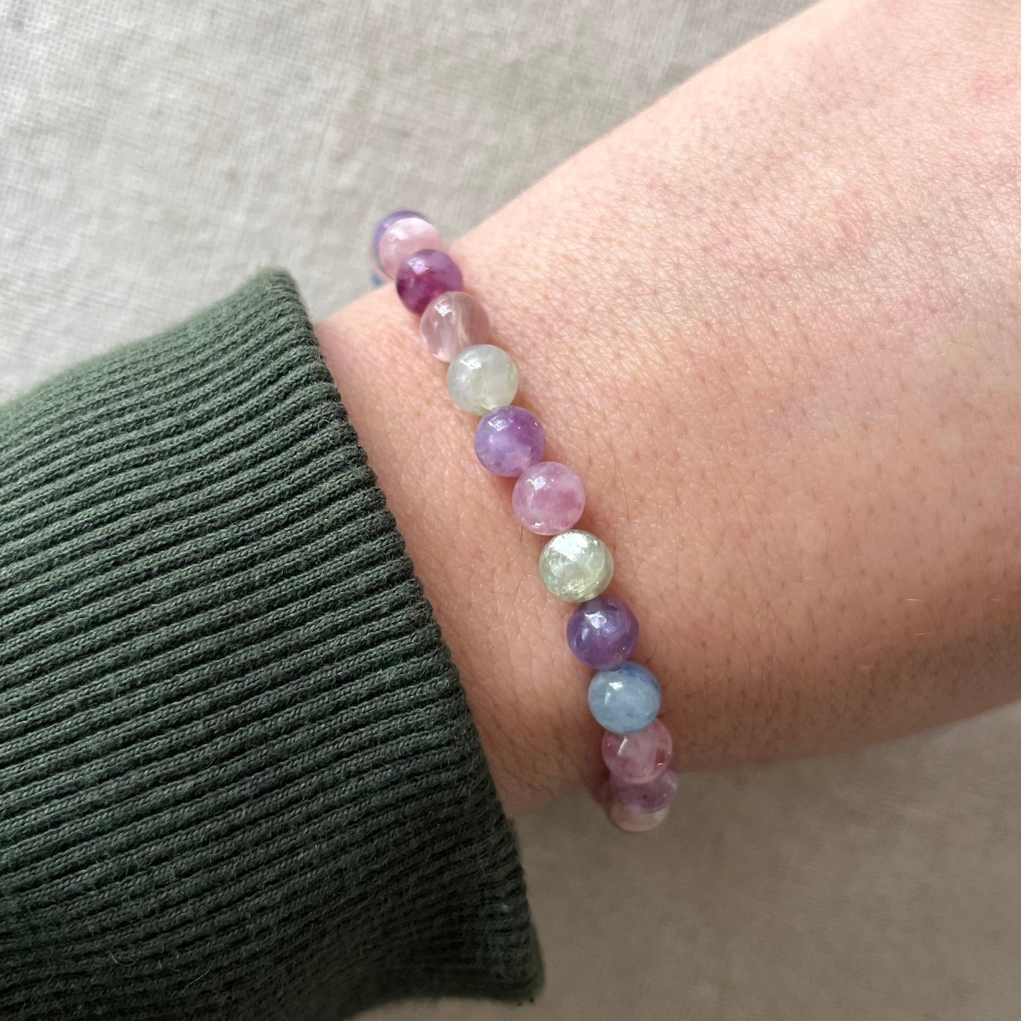 Rainbow Lithium Mica 6mm Beaded Bracelet - Intuition