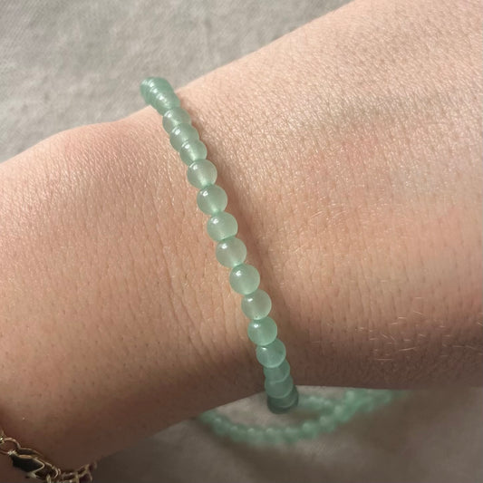 Green Aventurine 4mm Beaded Bracelet - Prosperity