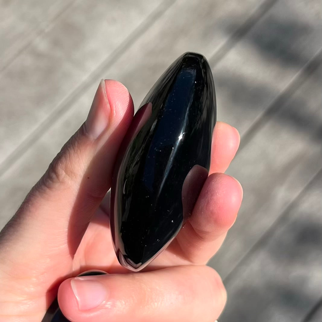 Rainbow Obsidian Palm Stone Crystal - Protection, Grounding, Power