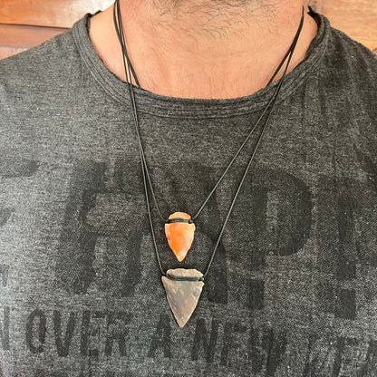 Arrow Point Large Pendant - Brown Agate