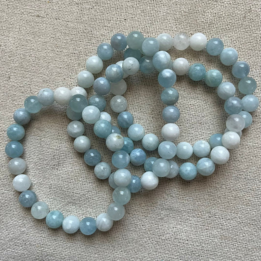 Aquamarine 8mm Beaded Bracelet - Calm