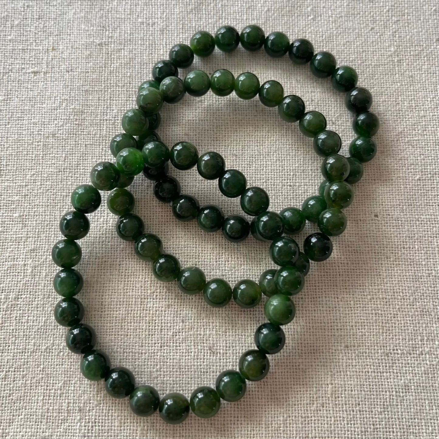 Nephrite Jade 7mm Beaded Bracelet - Prosperity