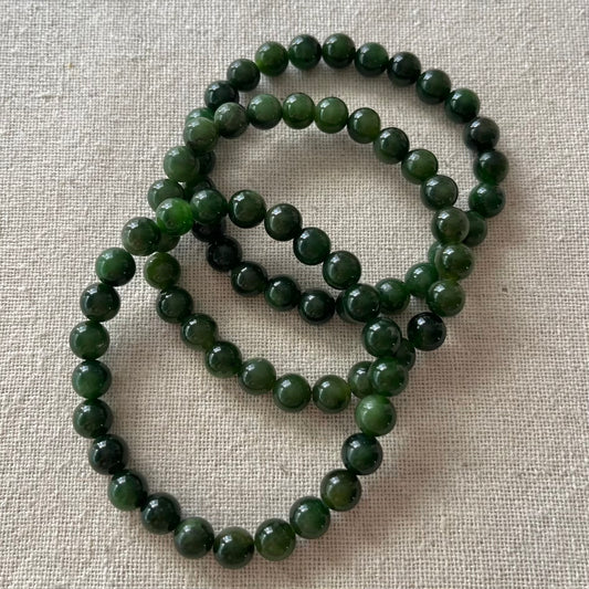 Nephrite Jade 8mm Beaded Bracelet - Prosperity