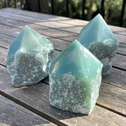Green Aventurine Large Raw Point Crystal - Prosperity, Growth