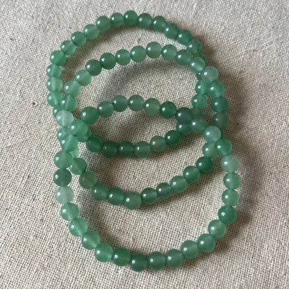 Green Aventurine 6mm Beaded Bracelet - Prosperity