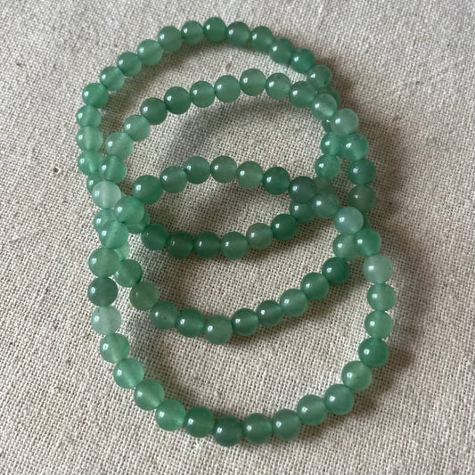 Green Aventurine 6mm Beaded Bracelet - Prosperity